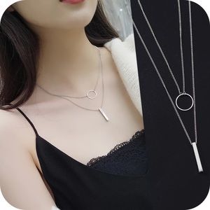 Two layer geometric design necklace （Gold）